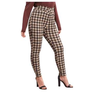 Floerns Plus Size Plaid Pants for Work and Casual Wear