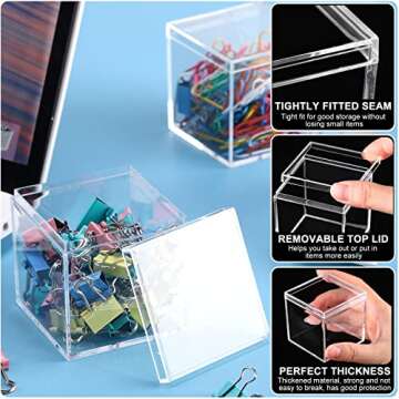 Tuanse 120 Pcs Acrylic Box with Lid Clear Small Acrylic Box Plastic Square Cube with Lid Mini Acrylic Containers Display Box 2.2 x 2.2 x 2.2 Inch for Candy Pill Tiny Jewelry Toys Gifts