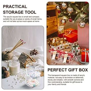 Tuanse 120 Pcs Acrylic Box with Lid Clear Small Acrylic Box Plastic Square Cube with Lid Mini Acrylic Containers Display Box 2.2 x 2.2 x 2.2 Inch for Candy Pill Tiny Jewelry Toys Gifts