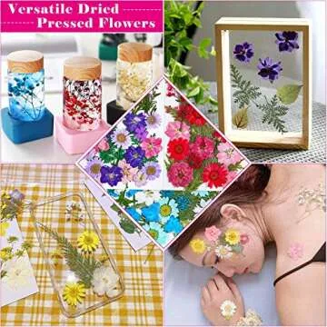 Thrilez 100Pcs Dried Pressed Flowers for Resin Crafts, Natural Floral Pack for DIY Art