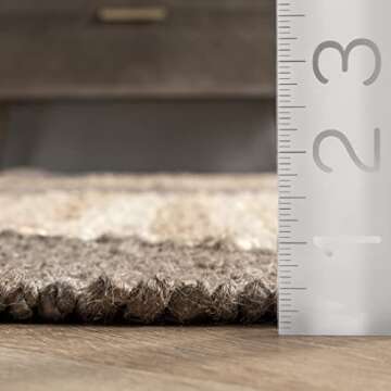 nuLOOM Pandora Diamond Jute Area Rug - 9x12 Jute Area Rug Global Inspired Gray/Ivory Rugs for Dining...