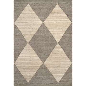 nuLOOM Pandora Diamond Jute Area Rug - 9x12 Jute Area Rug Global Inspired Gray/Ivory Rugs for Dining Room Rug Neutral Rug Living Room Rug Kitchen