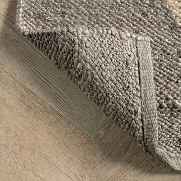 nuLOOM Pandora Diamond Jute Area Rug - 9x12 Jute Area Rug Global Inspired Gray/Ivory Rugs for Dining Room Rug Neutral Rug Living Room Rug Kitchen