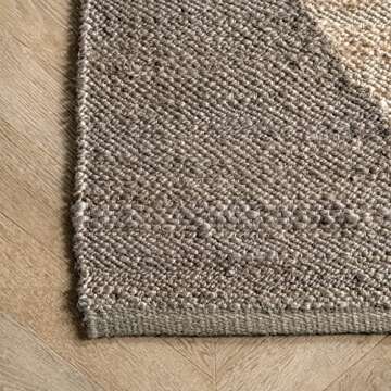 nuLOOM Pandora Diamond Jute Area Rug - 9x12 Jute Area Rug Global Inspired Gray/Ivory Rugs for Dining Room Rug Neutral Rug Living Room Rug Kitchen