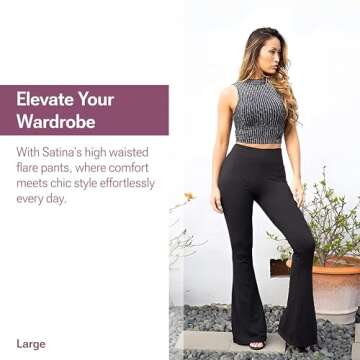 SATINA High Waisted Flare Leggings - Stretchy Flare Yoga Pants for Women - Tummy Control Buttery Sof...