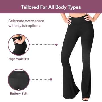 SATINA High Waisted Flare Leggings - Stretchy Flare Yoga Pants for Women - Tummy Control Buttery Soft Palazzo Pants - Bell Bottom Style - Versatile Comfort - X-Large - Black
