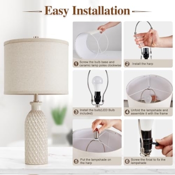 Luvkczc Ceramic Table Lamps Set of 2 - Stylish & Energy Efficient