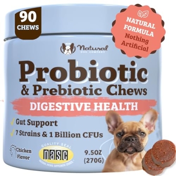 Natural Dog Company Probiotic Chews for Dogs (90 Bites), Chicken Flavor, Helps with Digestion & Gut ...