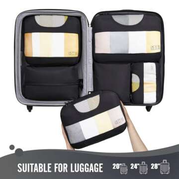 Veken 6 Set Packing Cubes for Suitcases and Carry on Luggage - Organizer Bags Set for Travel Essentials in 4 Sizes (Extra Large, Medium, Small)