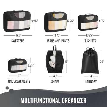 Veken 6 Set Packing Cubes for Suitcases and Carry on Luggage - Organizer Bags Set for Travel Essentials in 4 Sizes (Extra Large, Medium, Small)