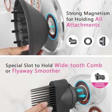 Hair Dryer Wall Mount Holder Compatible with Dyson Supersonic & Attachments, Acrylic Hair Dryer Stor...