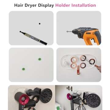 Acrylic Hair Dryer Wall Mount Holder for Dyson Accessories