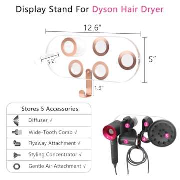 Acrylic Hair Dryer Wall Mount Holder for Dyson Accessories