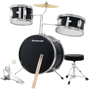 Soulmate Kids Drum Set 3-Piece 14 in Beginner Drum Set with Adjustable Throne, Cymbal, Pedal,8'' Tom...