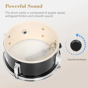 Soulmate Kids Drum Set 3-Piece 14 in Beginner Drum Set with Adjustable Throne, Cymbal, Pedal,8'' Tom 10'' Snare 14'' Bass Drum, Starter Drum Kit For Child age 3-13 Years, Black