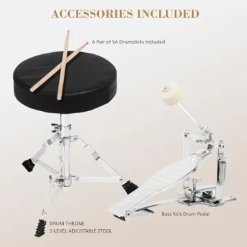 Soulmate Kids Drum Set 3-Piece 14 in Beginner Drum Set with Adjustable Throne, Cymbal, Pedal,8'' Tom 10'' Snare 14'' Bass Drum, Starter Drum Kit For Child age 3-13 Years, Black