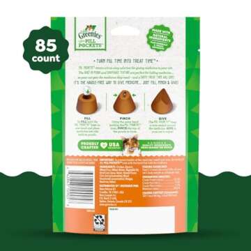 Greenies Feline Pill Pockets for Cats Natural Soft Cat Treats, Chicken Flavor, 3 oz. Pack (85 Treats...