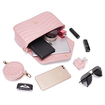 Chic Small Quilted Crossbody Bag with Coin Purse and Strap