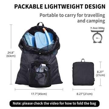 PACEARM Packable Swim Bag, Mesh Swim Drawstring Backpack with 35L Upgraded Capacity & Vented Design,...