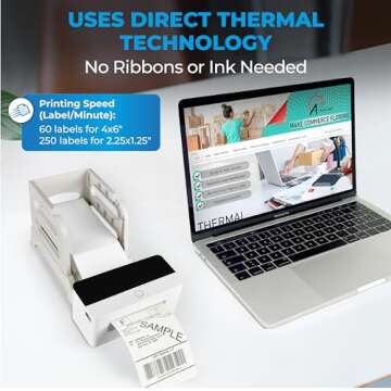 Arkscan 2054N-BT Mini Shipping Label Printer Print Wireless for Bluetooth on iPhone/iOS Windows Andr...