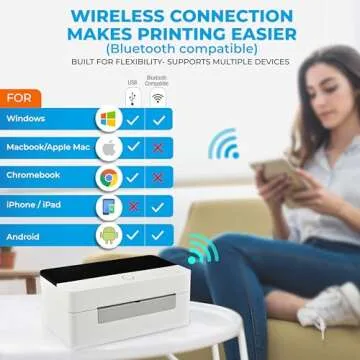 Arkscan 2054N-BT Mini Shipping Label Printer Print Wireless for Bluetooth on iPhone/iOS Windows Android, Amazon Ebay Shopify UPS USPS FedEx Roll & Fanfold 4x6 Direct Thermal Label