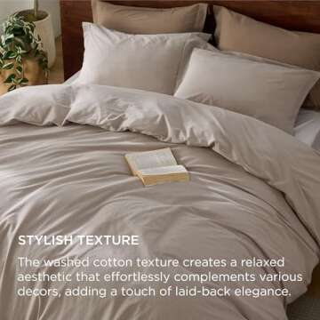 Elegant Linen Grey Cotton Duvet Cover Set - 3 Pieces