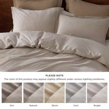 Elegant Linen Grey Cotton Duvet Cover Set - 3 Pieces