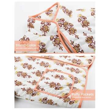 Omoone Women's Cropped Quilted Jacket Floral Printed LightWeight Padded Puffer Cardigan Coat Outwear...