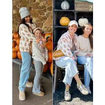 Omoone Women's Cropped Quilted Jacket Floral Printed LightWeight Padded Puffer Cardigan Coat Outwear(3950-09Orange-L)