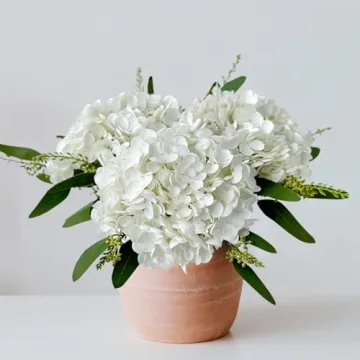 Lifelike YalzoneMet White Artificial Hydrangea Flowers