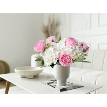 Lifelike YalzoneMet White Artificial Hydrangea Flowers