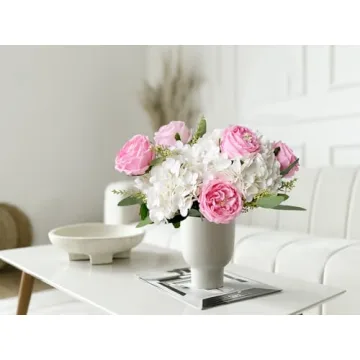 Lifelike YalzoneMet White Artificial Hydrangea Flowers