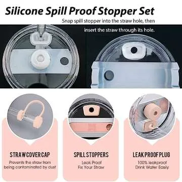 Stanley Cup Accessories Set with Spill Proof Stoppers & Covers