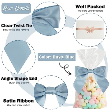 AIMUDI Dusty Blue Bows 36 Pack for Weddings and Crafts