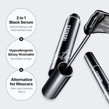 COSNORI Eyelash Tinting Serum 01 Deep Black - Korean Eyelash Boost Tinted Serum – Eyebrow Growth Enhancer for Longer and Thicker – Lash Perm Essential - Vegan, Irritation Free 0.3 fl.oz / 9g (Black)