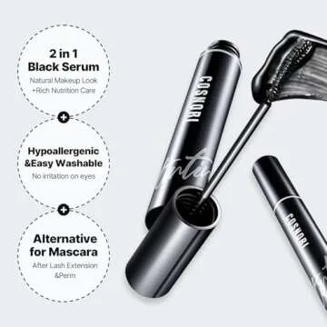 COSNORI Eyelash Tinting Serum 01 Deep Black - Korean Eyelash Boost Tinted Serum – Eyebrow Growth Enhancer for Longer and Thicker – Lash Perm Essential - Vegan, Irritation Free 0.3 fl.oz / 9g (Black)