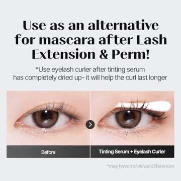 COSNORI Eyelash Tinting Serum 01 Deep Black - Korean Eyelash Boost Tinted Serum – Eyebrow Growth Enhancer for Longer and Thicker – Lash Perm Essential - Vegan, Irritation Free 0.3 fl.oz / 9g (Black)