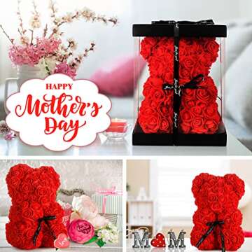 Handcrafted Rose Bear Gift for Women - Perfect for Any Occasion