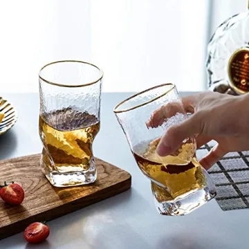 EVEREST GLOBAL Whisky Glasses Set of 4 Unique Twist Design