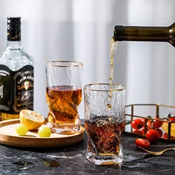 EVEREST GLOBAL Whisky Glasses Set of 4 Unique Twist Design