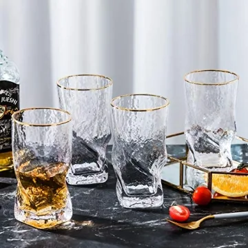 EVEREST GLOBAL Whisky Glasses Set of 4 Unique Twist Design