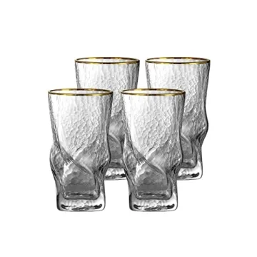 EVEREST GLOBAL Whisky Glasses Set of 4 Unique Twist Design