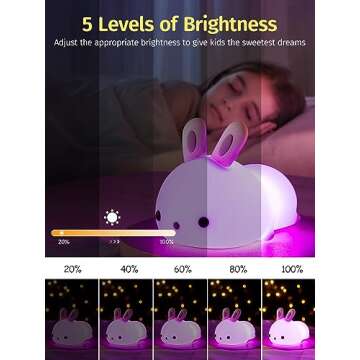 Mubarek Bunny Night Light - 16 Colors & Rechargeable