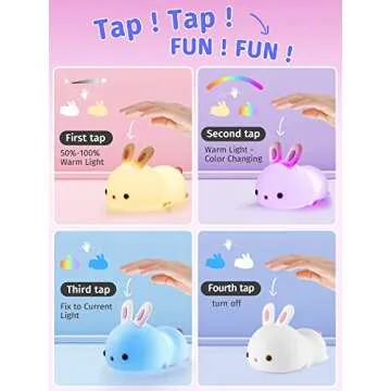 Mubarek Bunny Night Light - 16 Colors & Rechargeable
