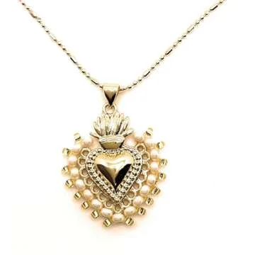 Sacred Heart of Jesus Necklace, Sacred Heart Necklace, Immaculate Heart of Mary Necklace, Flaming Heart, Women Gifts, Religious Gifts, Gold Heart of Jesus Necklace, Sacred Heart Pendant, Catholic Gift