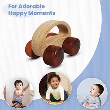 TEKOR Wooden Teether Car - Natural Montessori Toy for Babies