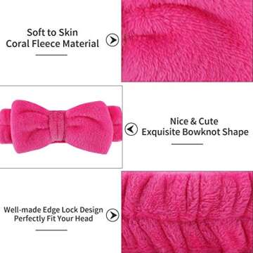 Ondder 8 Pack Bowknot Makeup Headbands - Fluffy Facial Cosmetic Hair Bands for Women and Girls, Idea...