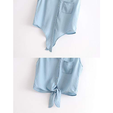 Stylish Omoone Denim Tank Top with Tie Knot Design