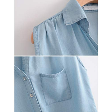 Stylish Omoone Denim Tank Top with Tie Knot Design