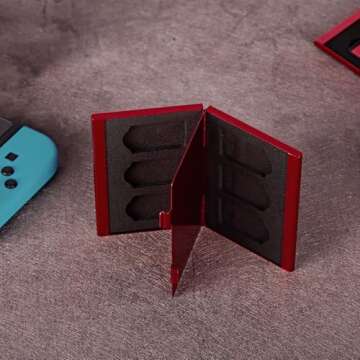 FUNLAB Switch Game Case Compatible with Nintendo Switch(OLED/Lite) Games Holder, Metal Game Card Case with 6 game storage – Red